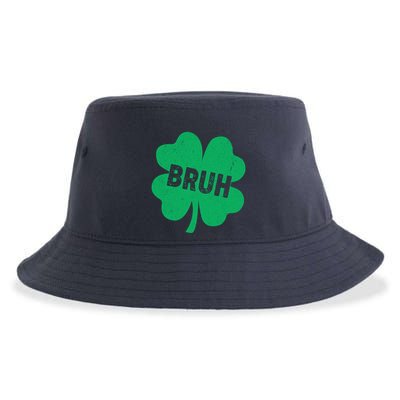 Funny St Patricks Day Bruh Lucky Shamrock Clover Sustainable Bucket Hat