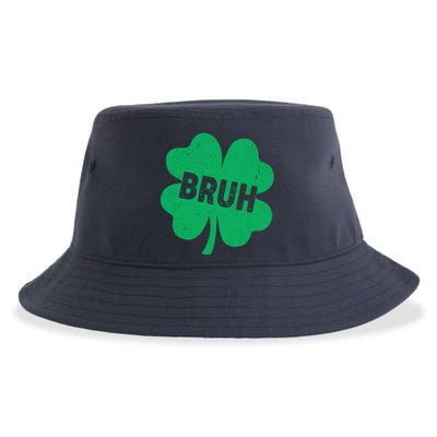 Funny St Patricks Day Bruh Lucky Shamrock Clover Sustainable Bucket Hat