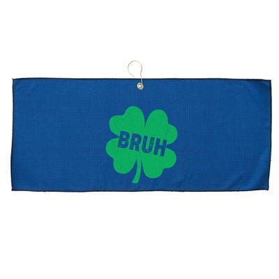 Funny St Patricks Day Bruh Lucky Shamrock Clover Large Microfiber Waffle Golf Towel