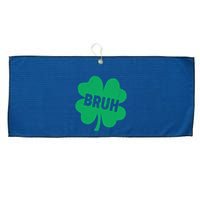 Funny St Patricks Day Bruh Lucky Shamrock Clover Large Microfiber Waffle Golf Towel