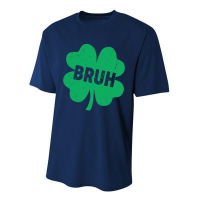 Funny St Patricks Day Bruh Lucky Shamrock Clover Performance Sprint T-Shirt