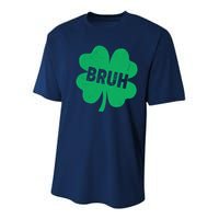 Funny St Patricks Day Bruh Lucky Shamrock Clover Youth Performance Sprint T-Shirt