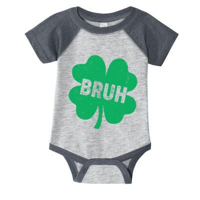 Funny St Patricks Day Bruh Lucky Shamrock Clover Infant Baby Jersey Bodysuit