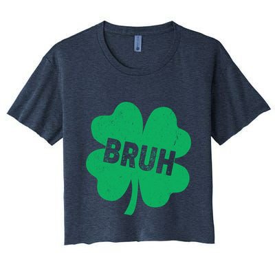 Funny St Patricks Day Bruh Lucky Shamrock Clover Crop Top
