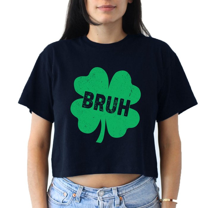 Funny St Patricks Day Bruh Lucky Shamrock Clover Crop Top