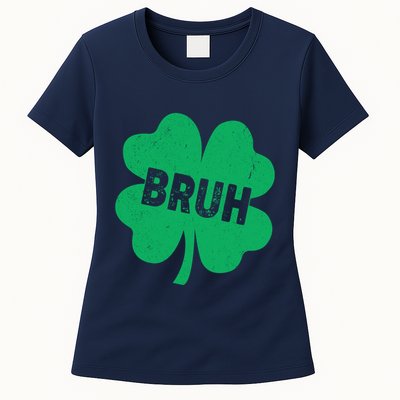 Funny St Patricks Day Bruh Lucky Shamrock Clover Womens T-Shirt