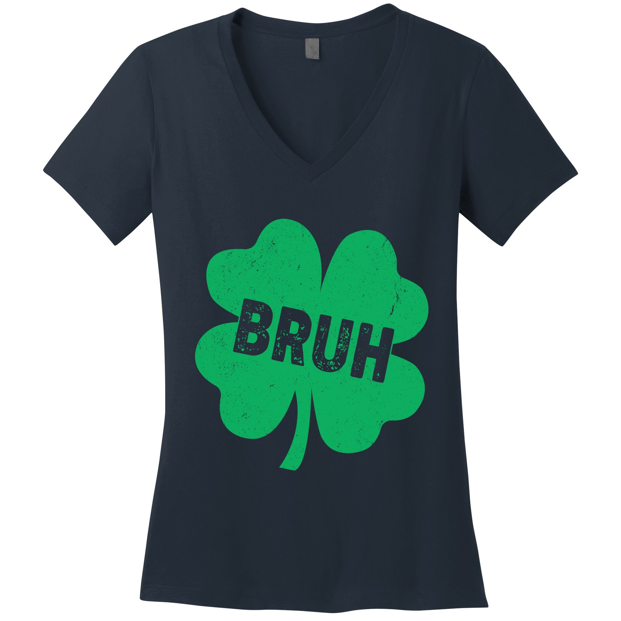 Funny St Patricks Day Bruh Lucky Shamrock Clover Women's V-Neck T-Shirt