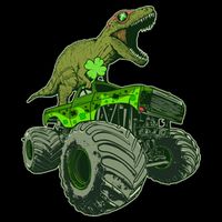 Funny St Patrick's Day Lucky Trex Dinosaur Riding Monster Truck Cooling Performance Crew T-Shirt