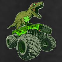 Funny St Patrick's Day Lucky Trex Dinosaur Riding Monster Truck Adult Drive Performance Visor