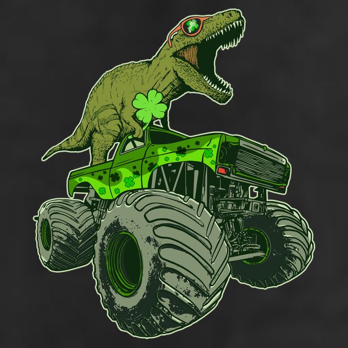 Funny St Patrick's Day Lucky Trex Dinosaur Riding Monster Truck Adult Drive Performance Visor