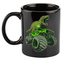Funny St Patrick's Day Lucky Trex Dinosaur Riding Monster Truck 11oz C Handle Ceramic Mug