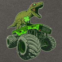 Funny St Patrick's Day Lucky Trex Dinosaur Riding Monster Truck Cotton Canvas Backpack