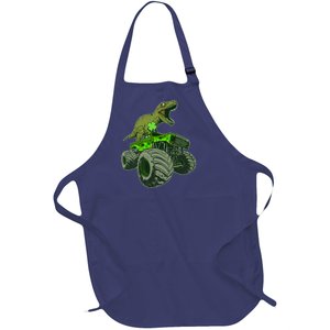 Funny St Patrick's Day Lucky Trex Dinosaur Riding Monster Truck Full-Length Apron With Pockets