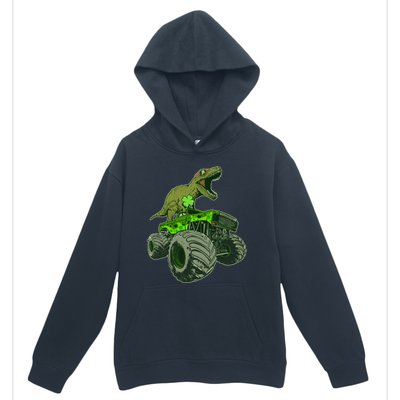 Funny St Patrick's Day Lucky Trex Dinosaur Riding Monster Truck Urban Pullover Hoodie