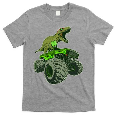 Funny St Patrick's Day Lucky Trex Dinosaur Riding Monster Truck T-Shirt