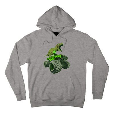 Funny St Patrick's Day Lucky Trex Dinosaur Riding Monster Truck Tall Hoodie