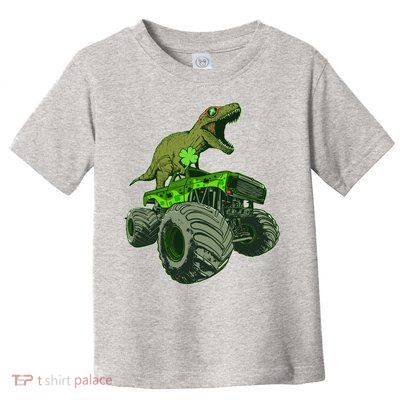Funny St Patrick's Day Lucky Trex Dinosaur Riding Monster Truck Toddler T-Shirt