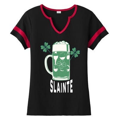 Funny St Patricks Day Shamrock Irish Beer Ing Slainte Gift Ladies Halftime Notch Neck Tee