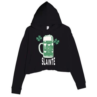 Funny St Patricks Day Shamrock Irish Beer Ing Slainte Gift Crop Fleece Hoodie