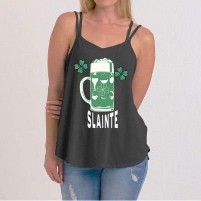 Funny St Patricks Day Shamrock Irish Beer Ing Slainte Gift Women's Strappy Tank