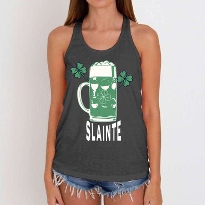 Funny St Patricks Day Shamrock Irish Beer Ing Slainte Gift Women's Knotted Racerback Tank