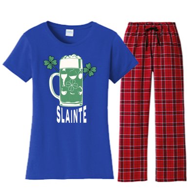 Funny St Patricks Day Shamrock Irish Beer Ing Slainte Gift Women's Flannel Pajama Set