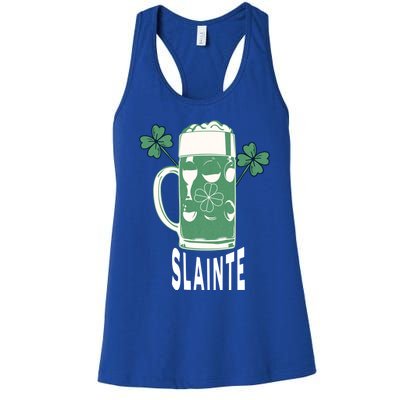 Funny St Patricks Day Shamrock Irish Beer Ing Slainte Gift Women's Racerback Tank