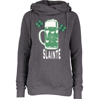 Funny St Patricks Day Shamrock Irish Beer Ing Slainte Gift Womens Funnel Neck Pullover Hood