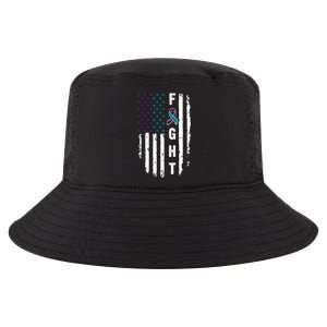 Fight Suicide Prevention Teal Purple Ribbon US Flag Cool Comfort Performance Bucket Hat