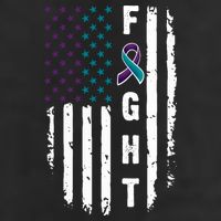 Fight Suicide Prevention Teal Purple Ribbon US Flag 7 Panel Mesh Trucker Snapback Hat