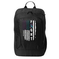 Fight Suicide Prevention Teal Purple Ribbon US Flag City Backpack