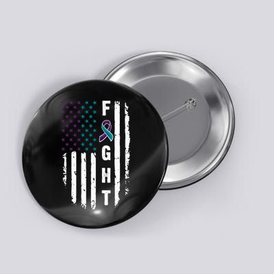 Fight Suicide Prevention Teal Purple Ribbon US Flag Button