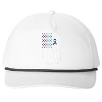 Fight Suicide Prevention Teal Purple Ribbon US Flag Snapback Five-Panel Rope Hat