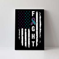 Fight Suicide Prevention Teal Purple Ribbon US Flag Canvas