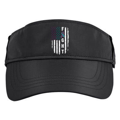 Fight Suicide Prevention Teal Purple Ribbon US Flag Adult Drive Performance Visor