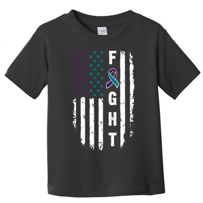 Fight Suicide Prevention Teal Purple Ribbon US Flag Toddler T-Shirt