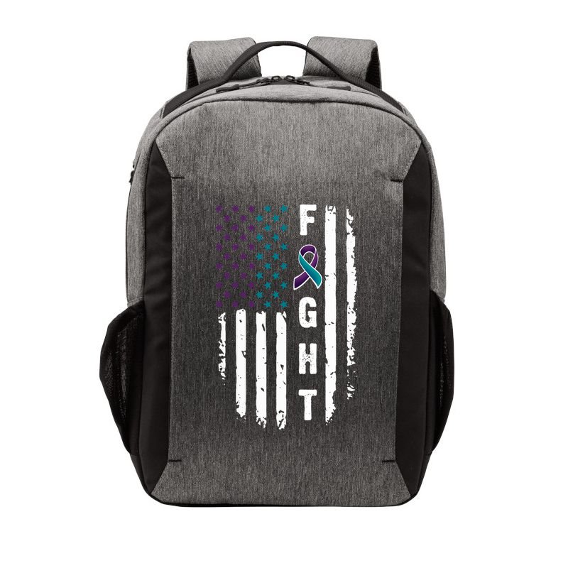 Fight Suicide Prevention Teal Purple Ribbon US Flag Vector Backpack