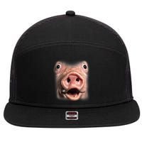 Funny Surprised Pig Face Meme Big Troll Hog Piggy Face 7 Panel Mesh Trucker Snapback Hat