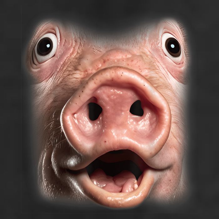 Funny Surprised Pig Face Meme Big Troll Hog Piggy Face 7 Panel Mesh Trucker Snapback Hat