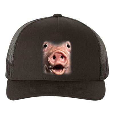 Funny Surprised Pig Face Meme Big Troll Hog Piggy Face Yupoong Adult 5-Panel Trucker Hat