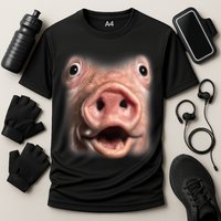 Funny Surprised Pig Face Meme Big Troll Hog Piggy Face Performance Shirt