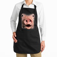 Funny Surprised Pig Face Meme Big Troll Hog Piggy Face Full-Length Apron With Pockets