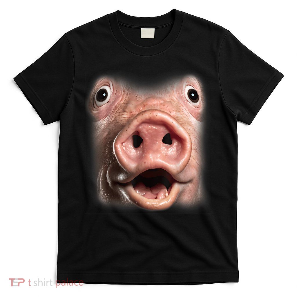 Funny Surprised Pig Face Meme Big Troll Hog Piggy Face T-Shirt