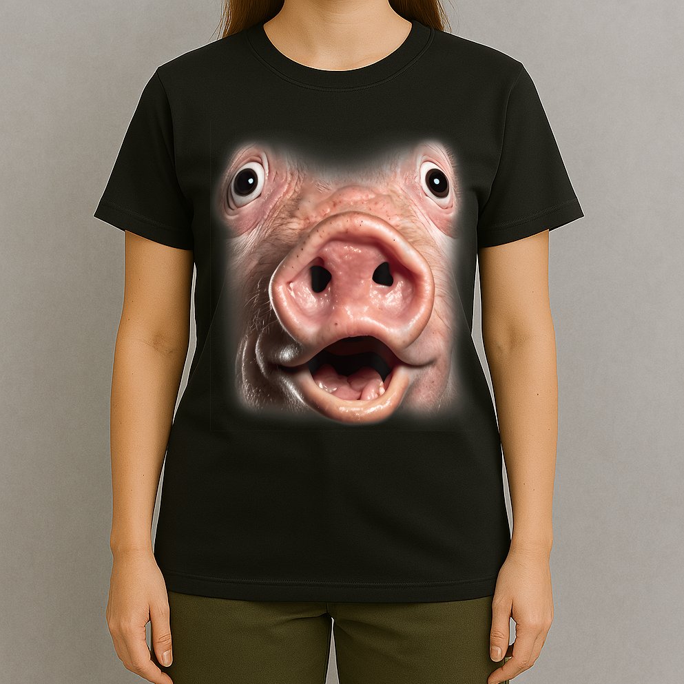 Funny Surprised Pig Face Meme Big Troll Hog Piggy Face T-Shirt