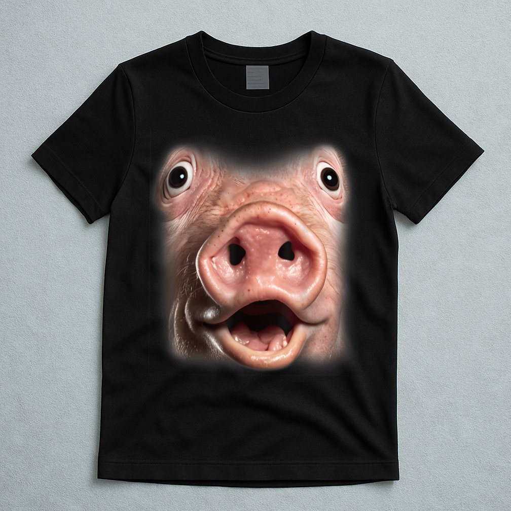 Funny Surprised Pig Face Meme Big Troll Hog Piggy Face T-Shirt