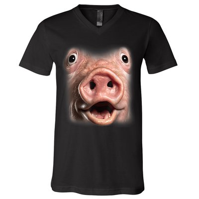 Funny Surprised Pig Face Meme Big Troll Hog Piggy Face V-Neck T-Shirt