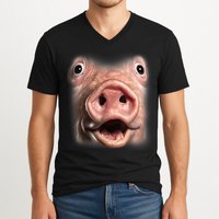 Funny Surprised Pig Face Meme Big Troll Hog Piggy Face V-Neck T-Shirt