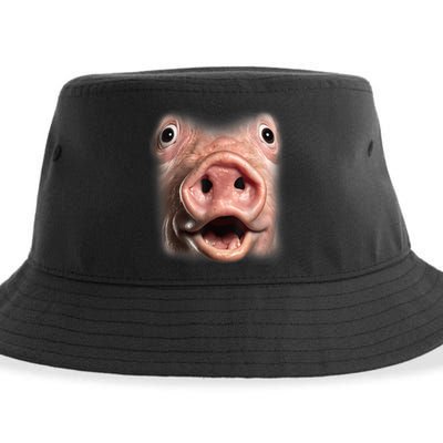 Funny Surprised Pig Face Meme Big Troll Hog Piggy Face Sustainable Bucket Hat