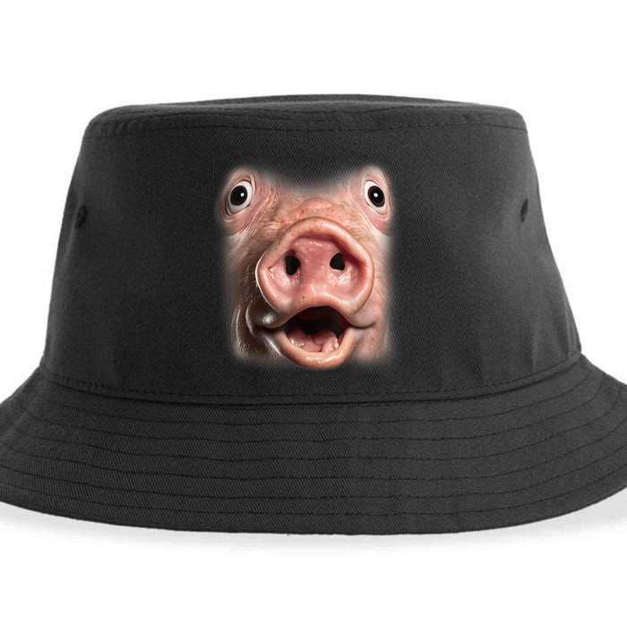 Funny Surprised Pig Face Meme Big Troll Hog Piggy Face Sustainable Bucket Hat