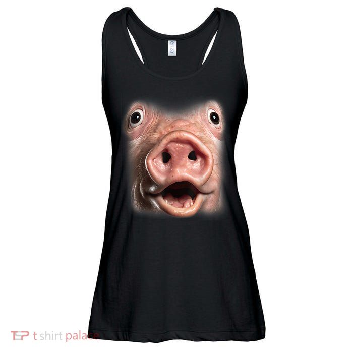 Funny Surprised Pig Face Meme Big Troll Hog Piggy Face Ladies Essential Flowy Tank